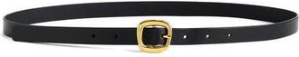 Madewell Puffy Buckle Skinny Leather Belt in True Black at Nordstrom, Size Large