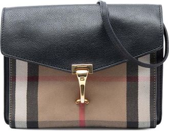 Burberry Pre-owned Burberry Small Leather and House Check Canvas Derby Macken Crossbody ITCF&10SCA