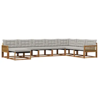 vidaXL Conjunto De Sof&aacute;s De Exterior 8 Pcs Natural Y Gris Claro Vidaxl