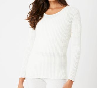 French Kyss Long Sleeve Round Neck Top In Ivory