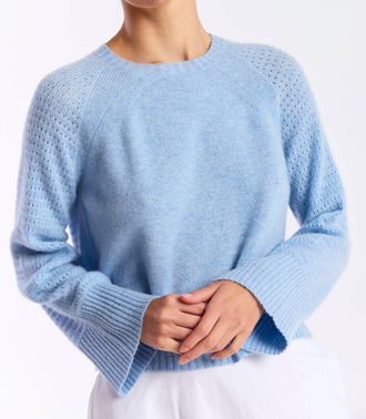 Brodie Natalie Pointelle Crewneck Top In Arctic Blue