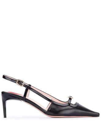 Roger Vivier Mini Buckle Leather Slingback Pumps