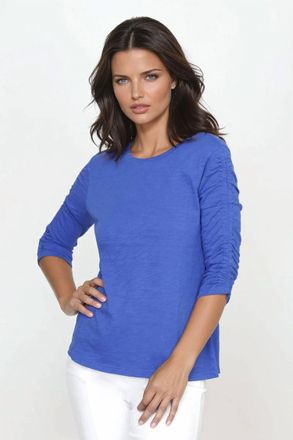 Elliott Lauren Ruched Sleeve Tee In Royal Blue