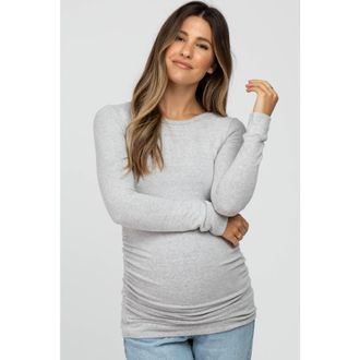 Pinkblush Soft Knit Ruched Maternity Top in Heather Grey at Nordstrom, Size X-Large