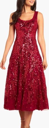 Needle & Thread Sequin Ribbon Scoop Neck Ballerina Dress in Red at Nordstrom, Size 14
