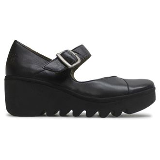 FLY London BAXE428FLY Leather Womens Hook and Loop Shoes - Black - Size:UK 7