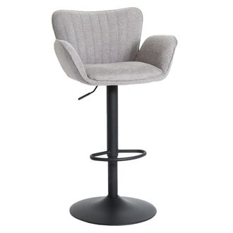 Hhg Nunca Usado] Taburete De Bar Hhg 098, Silla Giratoria Taburete De Bar, Con Reposabrazos Reposapi&eacute;s Giratorio Tela/textil Hierro Mvg, Gris Claro Base N