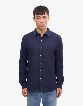 Colorful Standard Mens Colorful Standard Mens Organic Flannel Shirt - Navy Blue - Size: 38/Regular