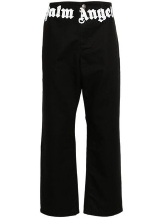 Palm Angels logo-print cotton trousers - Black