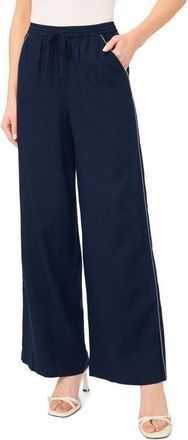 CeCe by Cynthia Steffe Contrast Trim Crop Pants in Classic Navy at Nordstrom, Size Xx-Large