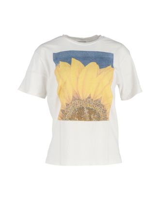 Sandro Sandro T-shirt met zonnebloemprint in cr&egrave;mekleurig biologisch katoen