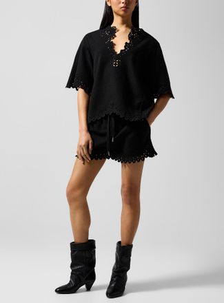 Isabel Marant Womens Balyme pure cotton embroidered short