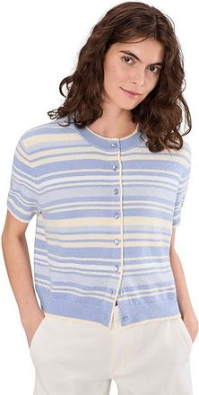 525 america Rosamund Striped Cardigan Womens Sweater Blue Heron : MD, Acrylic/Nylon/Spandex