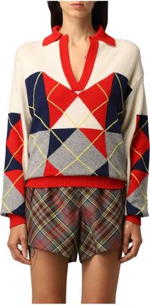 Philosophy di Lorenzo Serafini V-hals Gebreide Poloshirt - Dames - V-hals truien - Rood - M - Wol - Truien & Vesten