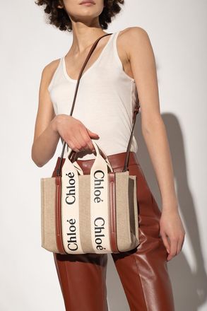 Chloé Woody Small Shopper Bag, Womens, Beige