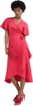 Phase Eight Julissa Short Sleeve Wrap Midi Dress in Pink at Nordstrom, Size 14