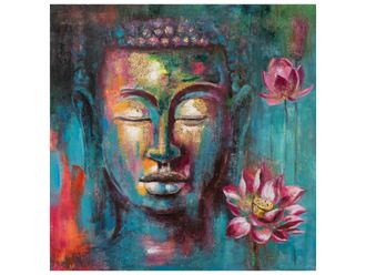 Schubiger M&ouml;bel Bild Bunter Buddha mit Dahlie