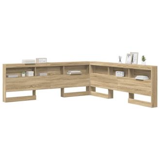 Berkfield Home Storage Headboard with Shelf Sonoma oak 200 cm Engineered wood in Light Tan