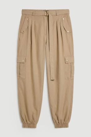 Karen Millen Womens Plus Size Cupro Utility Twill Woven Trouser - Tan Lyocell - Size 20 UK