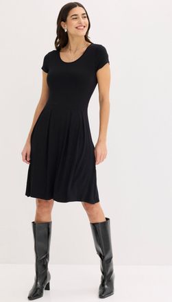Bonprix Jerseykleid BONPRIX Jerseykleid aus Viskose-Mix, Damen, Gr. 36, N-Gr, schwarz, Obermaterial: 95% Viskose, 5% Elasthan, ausgestellt, Kleider Jerseyklei
