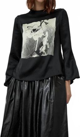 No.6 Store Diane Mock Neck Top In Black Magnolia