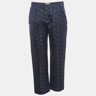 Armani Navy Blue Dash Print Jacquard Straight Fit Pants