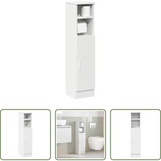 vidaXL Armadietto da bagno - Mobile da Bagno con Portarotolo Bianco 20,5x22x90 cm