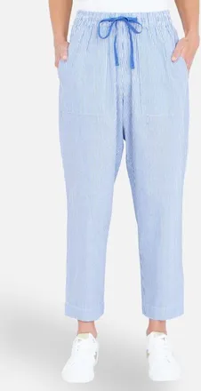 Yumi Cotton Stripe Cropped Trousers in Blue at Nordstrom, Size 14