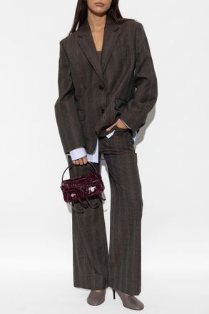 Acne Studios Plaid Patterned Trousers, Womens, Brown