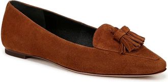 Veronica Beard Cleo Flats Caramel Suede Snip Toe Tassel Loafer HAWK602