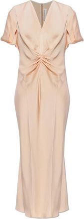 Victoria Beckham Satijnen Jurk Met Draperie - Dames - Casual kleedjes - Roze - 2XS - Satijn - Kleedjes