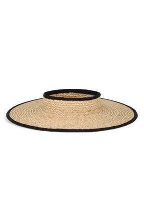 Gigi Burris Millinery Ines Straw Visor in Natural/Black at Nordstrom