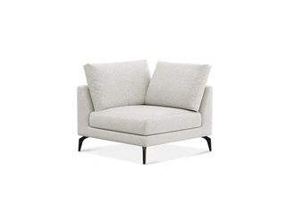 Castlery Lena Corner Sofa Customized, (Performance Boucle) Light Grey (Matte Black Legs), Spill Resistant, Removable Covers for Sofas, Castlery