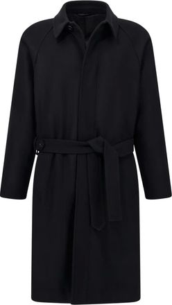 Boggi Milano belted single-breasted coat - men - Wool/Polyamide - 48 - Black