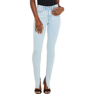 Good American Good Legs Split Hem Skinny Jeans in Indigo686 at Nordstrom Rack, Size 12