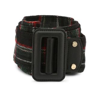 Mario Valentino Belts, female, Black, ONE SIZE, Oversized Buckle Plaid Belt