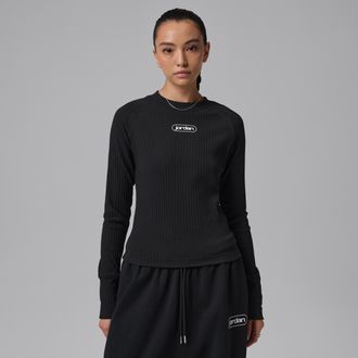 Nike Jordan Womens Jordan Flight Long-Sleeve Top in Black | IO9716-010