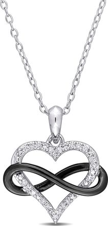 Mimi & Max 1/10ct TDW Diamond Heart Infinity Pendant with Chain in Sterling Silver with Black Rhodium