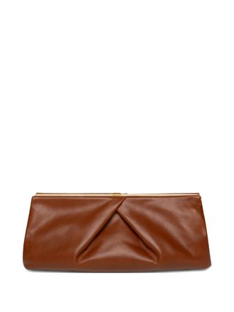 Dries Van Noten medium pleated-detail leather clutch bag - women - Leather - One Size - Brown