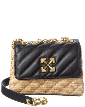 Off-white Off-White Jackhammer Straw & Leather Shoulder Bag