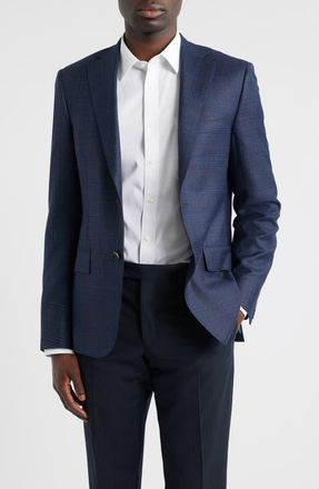 Samuelsohn Regular Fit Milano Plaid Wool Sport Coat in Blue at Nordstrom, Size 40 Regular