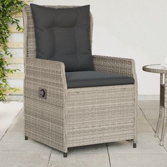 vidaXL Vidaxl - Sillones Reclinables De Jard&iacute;n 2 Uds Rat&aacute;n Sint&eacute;tico Gris Claro
