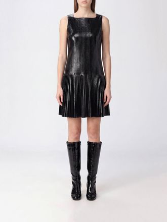 Courr&egrave;ges A-Line Vinyl Mini Dress with Pleated Design