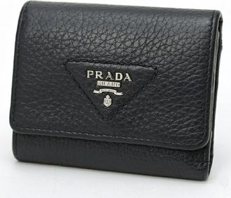 Prada Black Leather Wallet (Tri-Fold) (Pre-Owned)