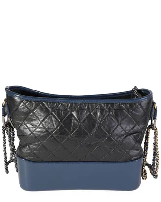 Chanel Black & Blue Quilted Leather Large Gabrielle Hobo (Authentic Pre-Loved)