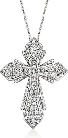Ross-Simons Diamond Cross Pendant Necklace in Sterling Silver