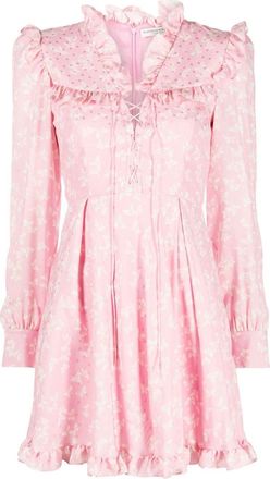 Alessandra Rich floral-print ruffled minidress - women - Polyamide/Cupro/Silk - 38 - Pink