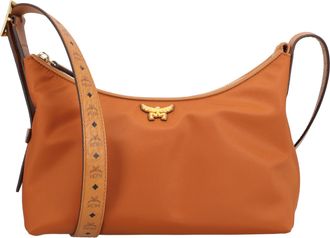 MCM Womens Aren Hobo in Recycled Nylon and Monogram Print Leather - Brown - One Size