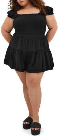 City Chic Zuri Short Sleeve Romper in Black at Nordstrom Rack, Size Xl/22W