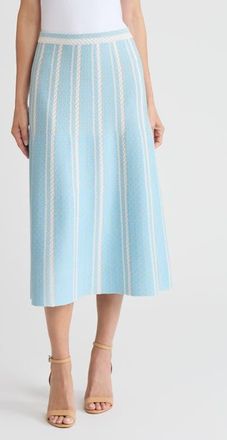 Ming Wang Roadmap Pattern Soft Knit Midi Skirt in Serene/limestone/white at Nordstrom, Size Xx-Small